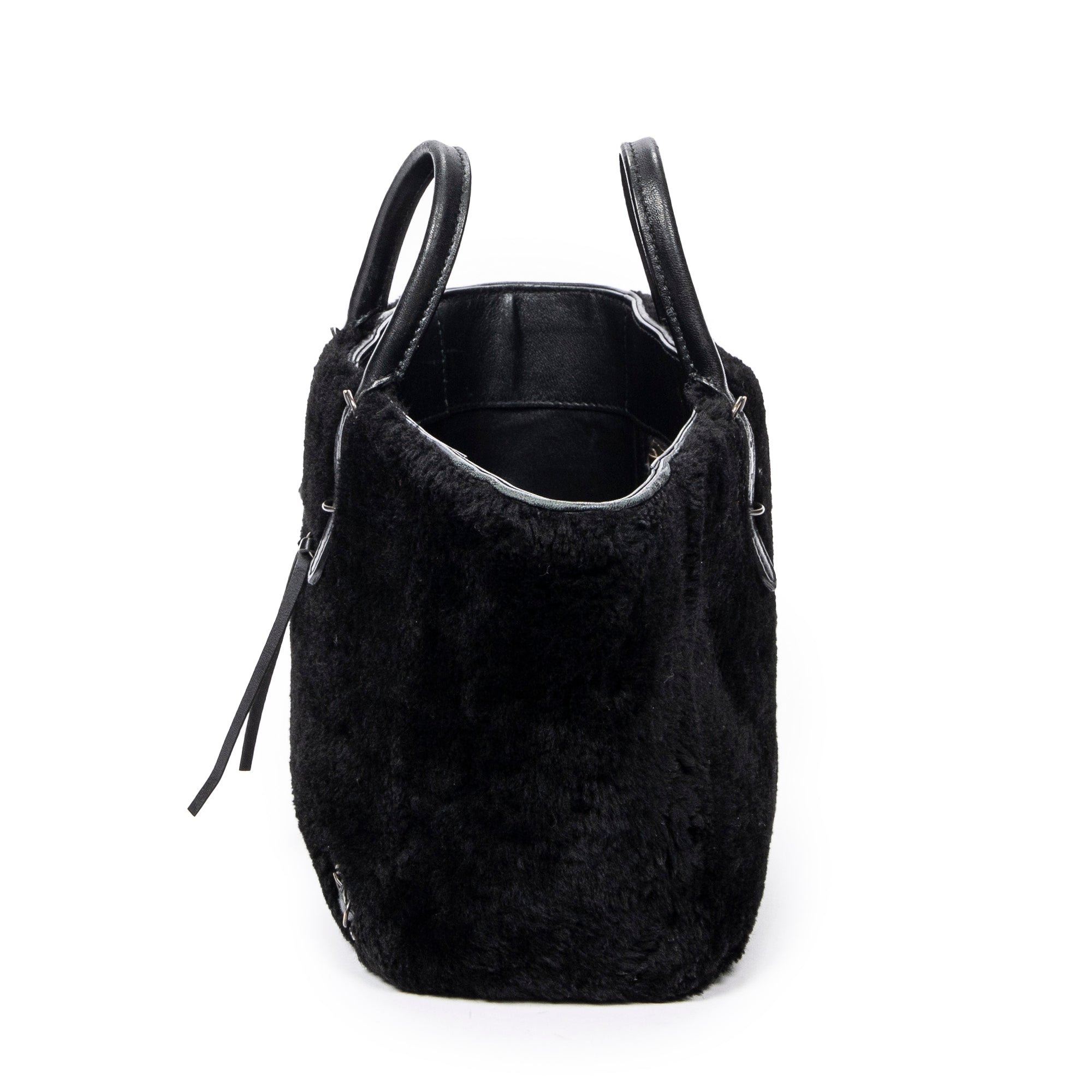 Shoulder Bag Mini Papier A4 Tote Black Shearling Canvas