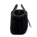 Bolso de Hombro Mini Papier A4 Tote Piel de Borrego Lona Negra