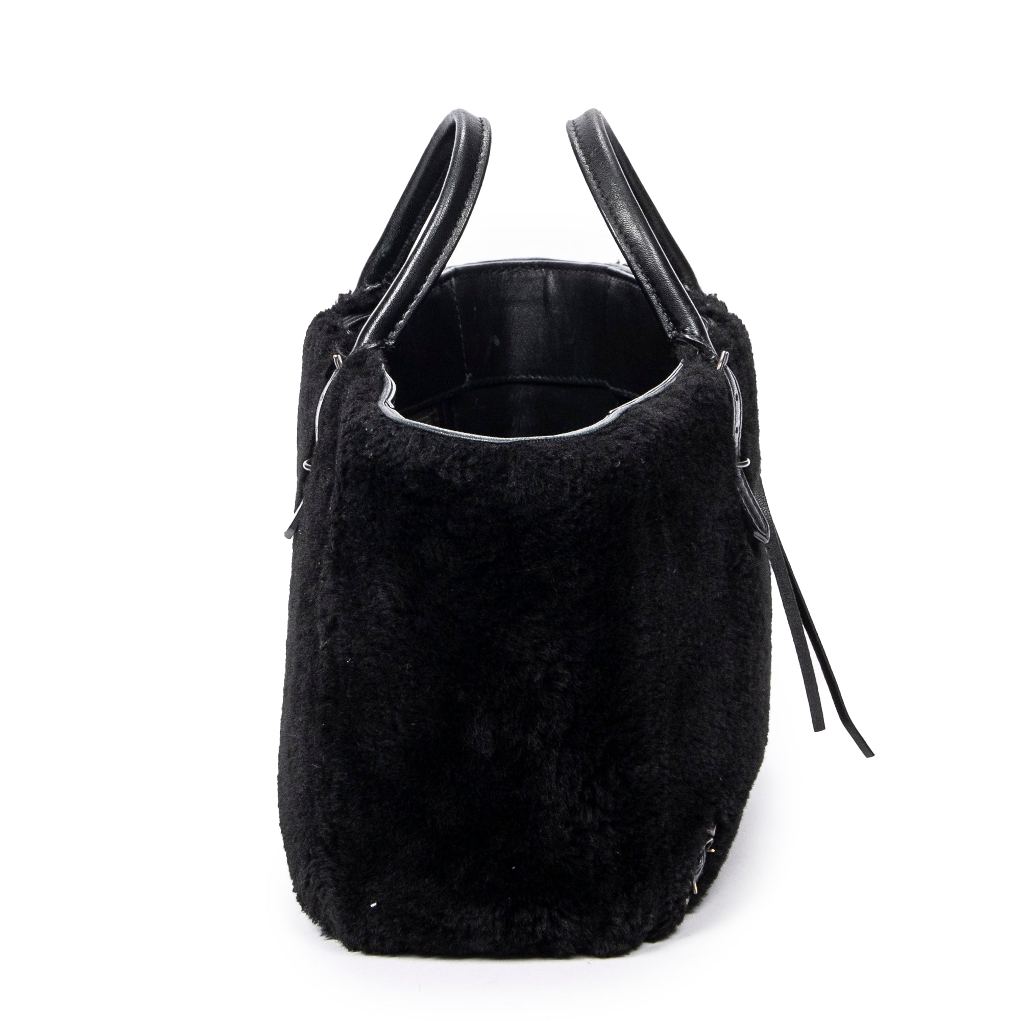 Shoulder Bag Mini Papier A4 Tote Black Shearling Canvas