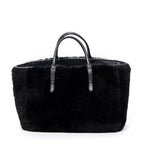 Bolso de Hombro Mini Papier A4 Tote Piel de Borrego Lona Negra