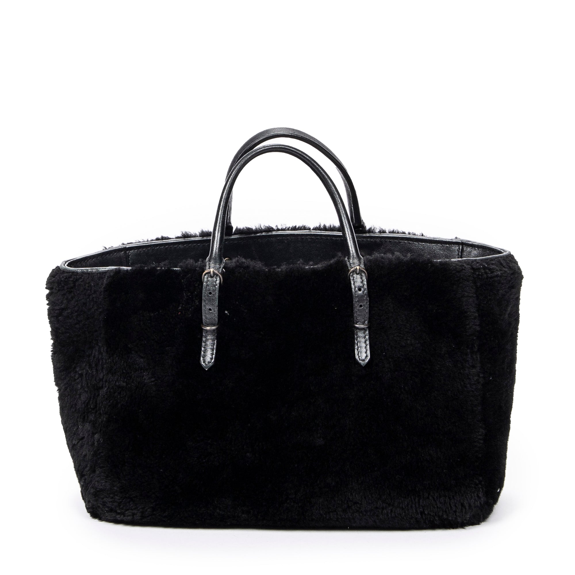 Shoulder Bag Mini Papier A4 Tote Black Shearling Canvas