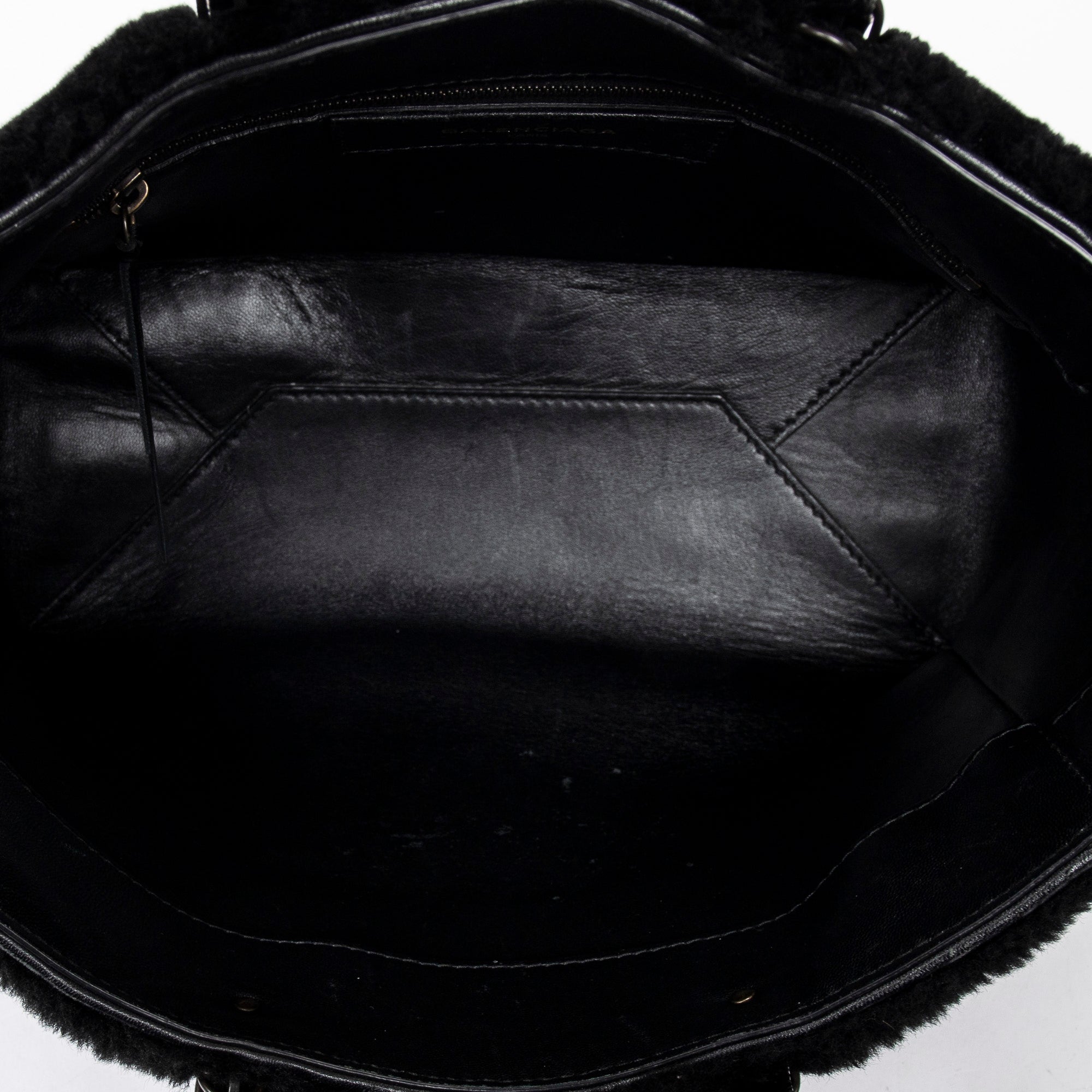 Bolso de Hombro Mini Papier A4 Tote Piel de Borrego Lona Negra