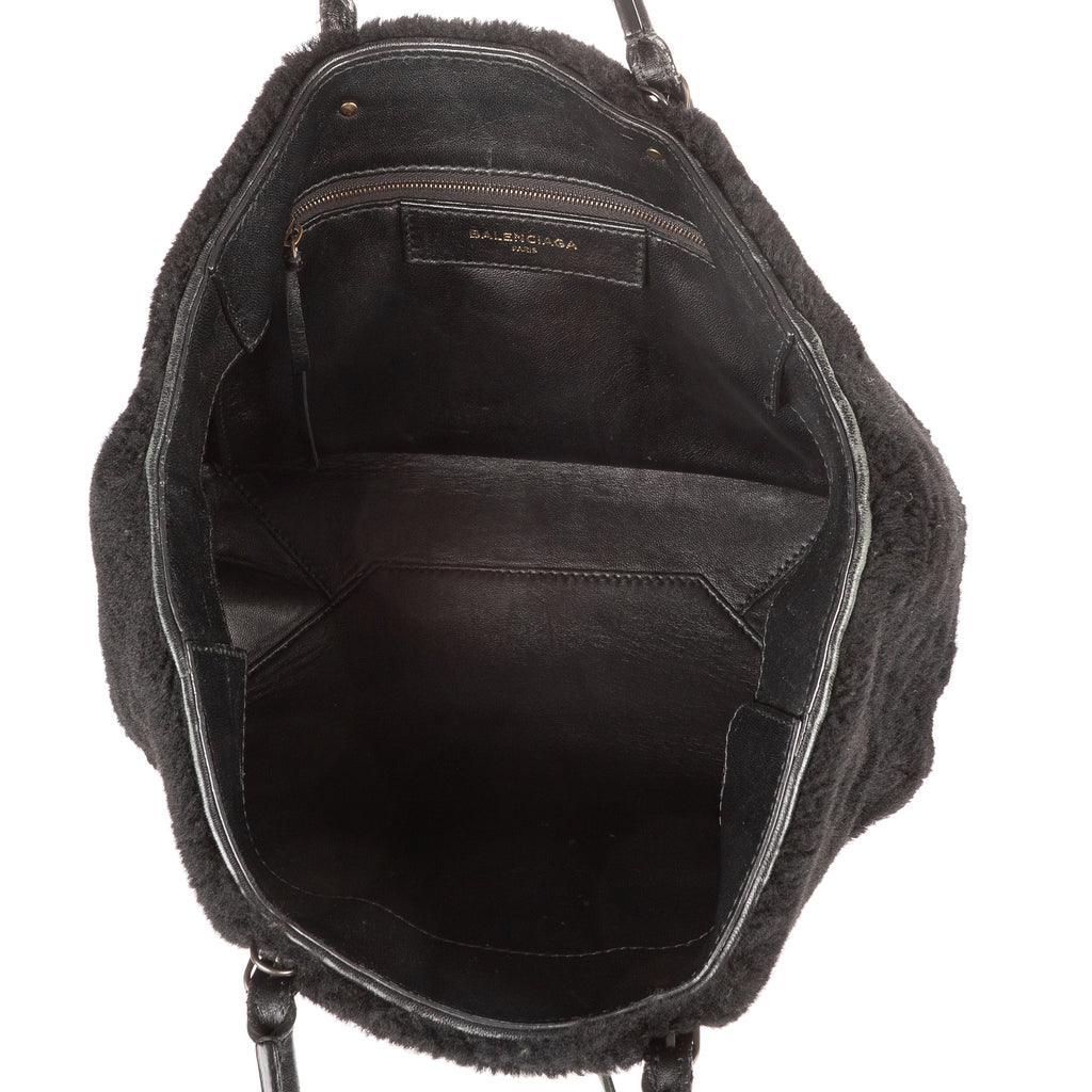 Shoulder Bag Mini Papier A4 Tote Black Shearling Canvas
