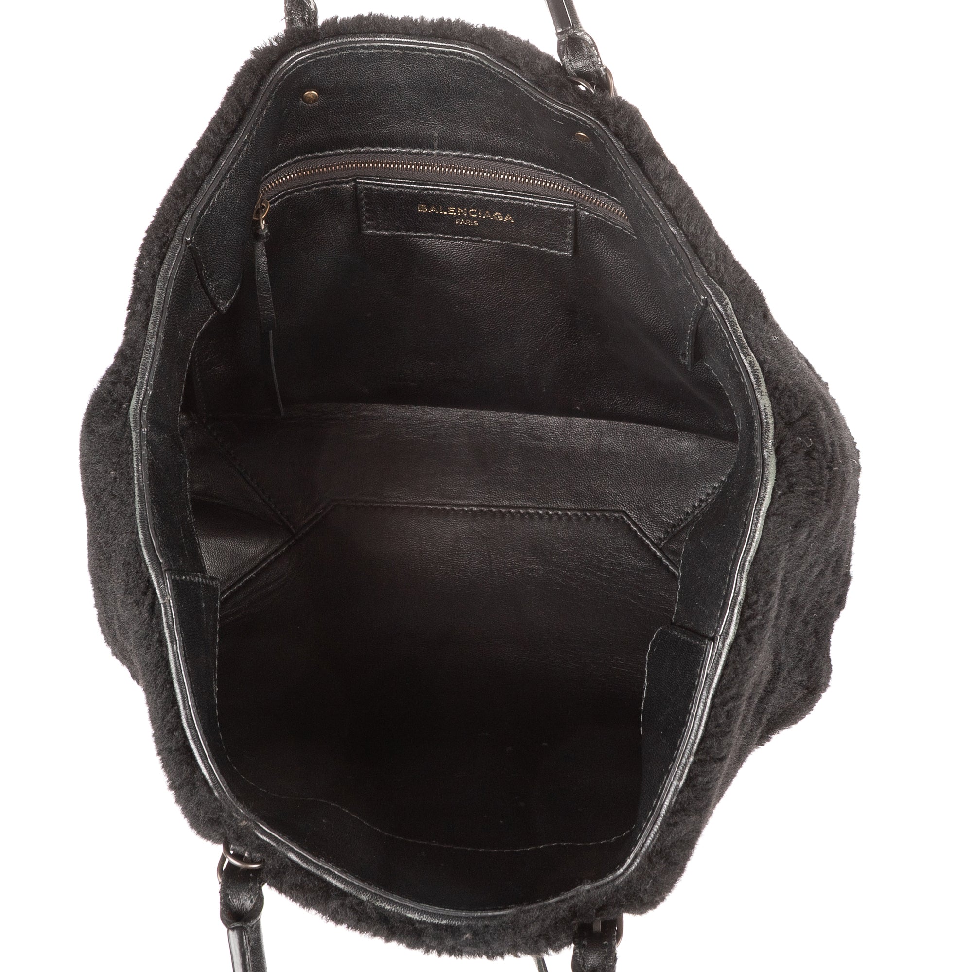 Shoulder Bag Mini Papier A4 Tote Black Shearling Canvas