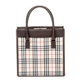 Shoulder Bag Small Square Tote Beige Nova Check Canvas