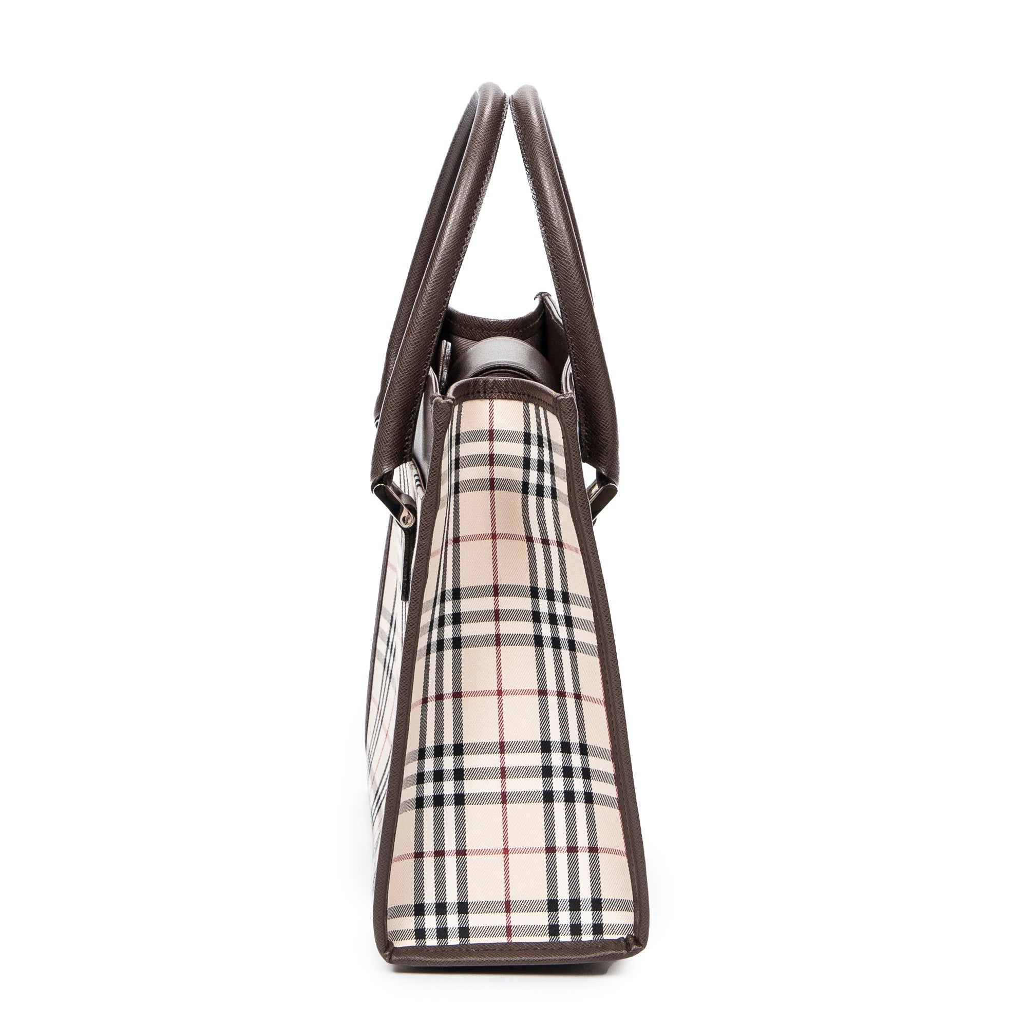 Shoulder Bag Small Square Tote Beige Nova Check Canvas