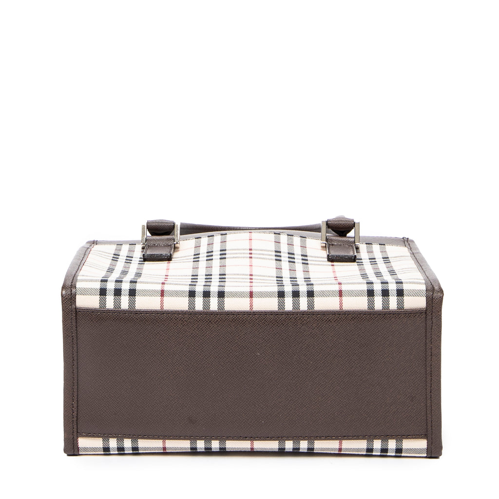 Shoulder Bag Small Square Tote Beige Nova Check Canvas