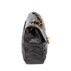 Shoulder Bag Classic Jumbo Flap Black Quilted Lambskin Leather