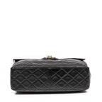 Shoulder Bag Classic Jumbo Flap Black Quilted Lambskin Leather