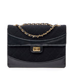 Shoulder Bag 2.55 Reissue Jersey Border Flap Black Quilted Jersey Canvas
