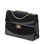 Shoulder Bag 2.55 Reissue Jersey Border Flap Black Quilted Jersey Canvas