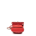 Bolso de Hombro Mini Doble Solapa Cadena Cuero de Cordero Acolchado Rojo