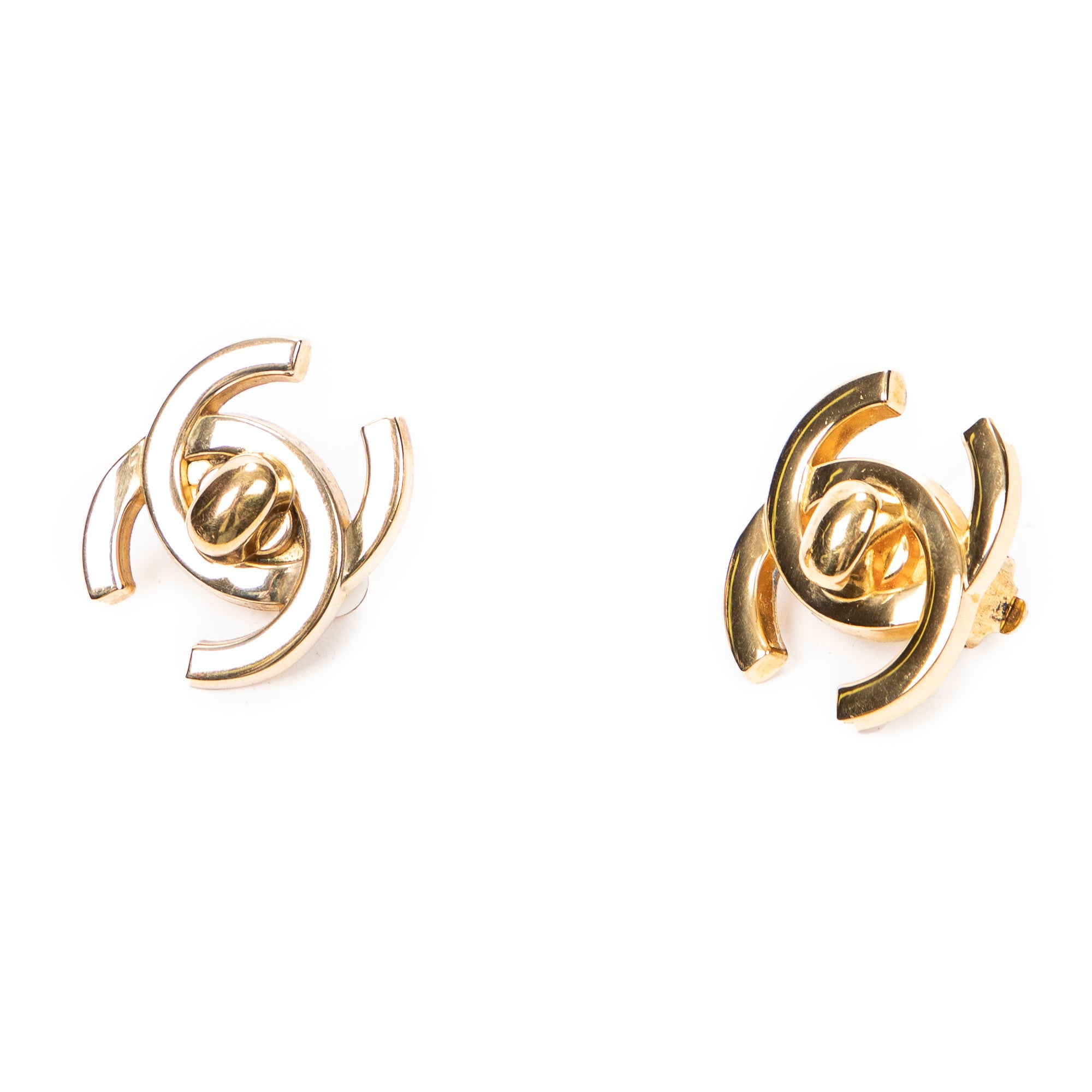 Earrings CC Turn Lock Clip On Earrings Gold Gold Plated