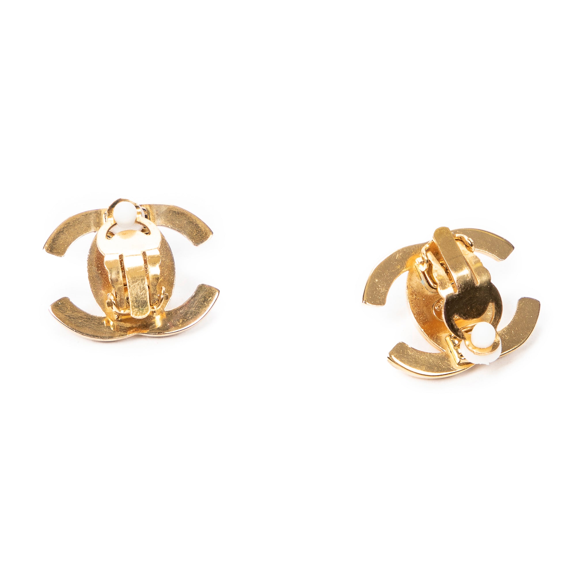 Earrings CC Turn Lock Clip On Earrings Gold Gold Plated