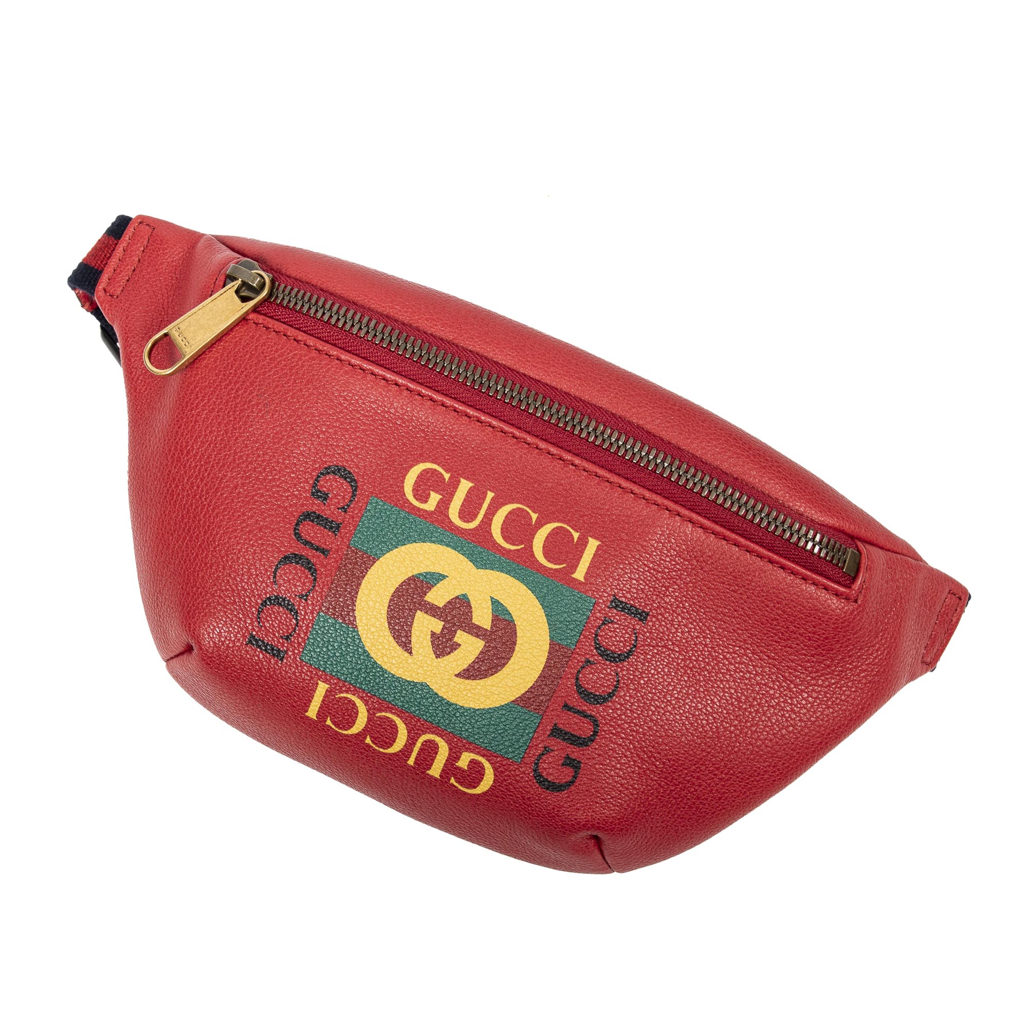Shoulder Bag Waist Bag Red Logo Print Leather