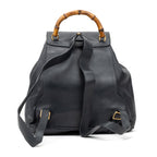 Backpack Large Bamboo Backpack Black Smooth Calfskin Leather