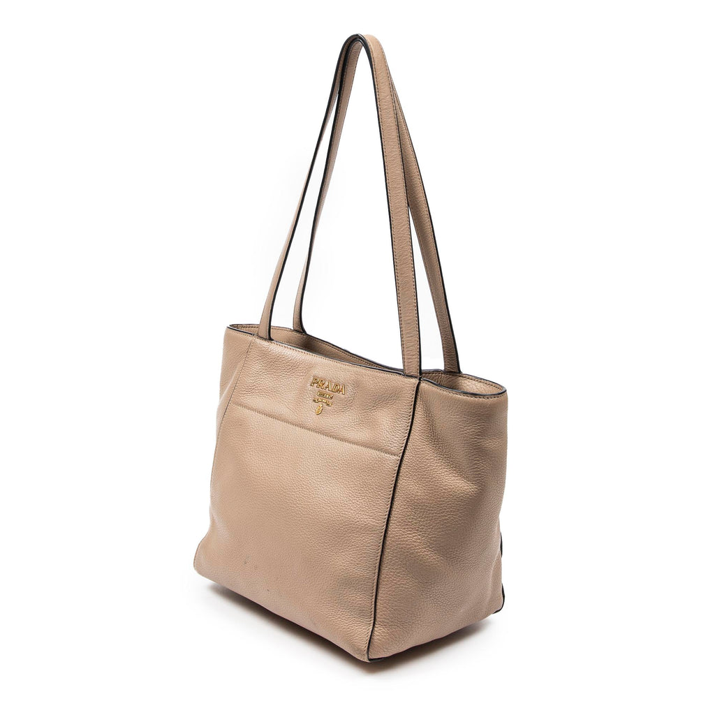 Shoulder Bag Medium Shoulder Tote Beige Grained Leather