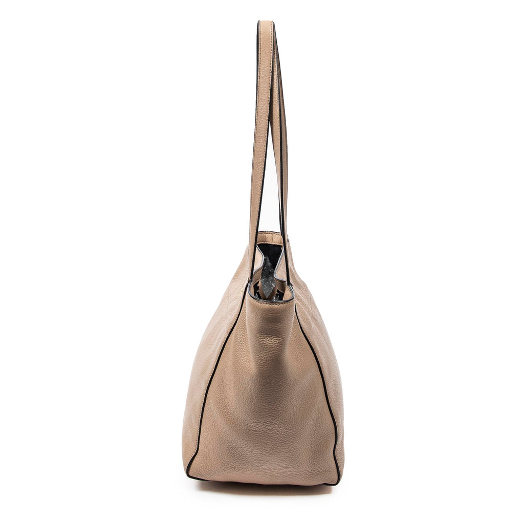 Shoulder Bag Medium Shoulder Tote Beige Grained Leather