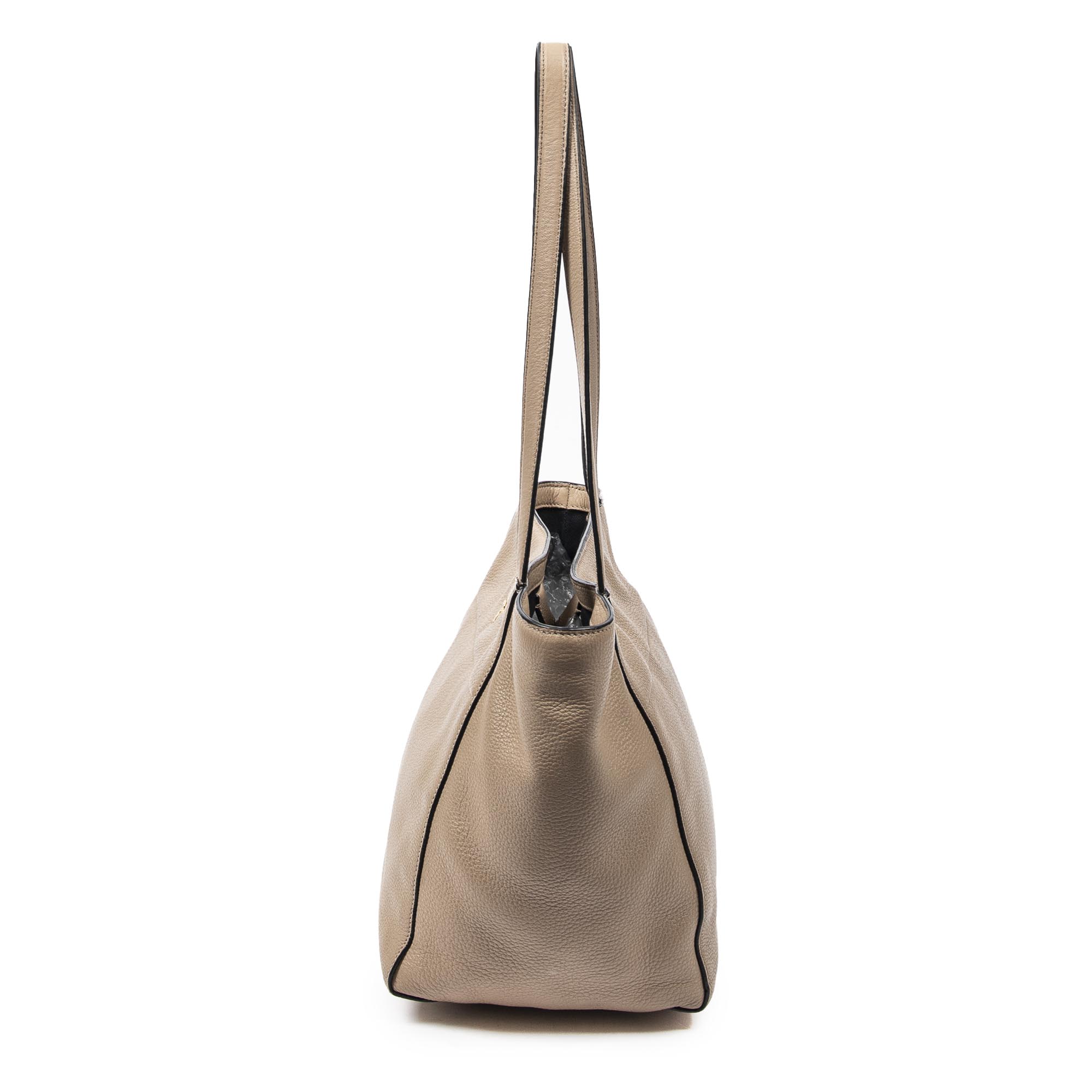 Shoulder Bag Medium Shoulder Tote Beige Grained Leather