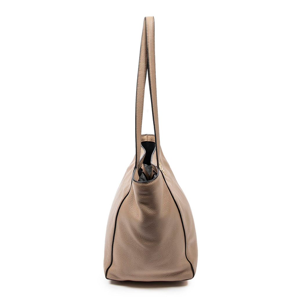 Shoulder Bag Medium Shoulder Tote Beige Grained Leather