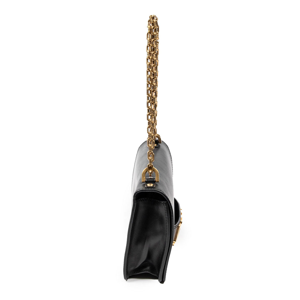 Sac bandoulière J'Adior Chain Flap en cuir de veau noir