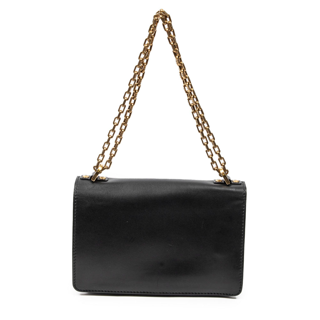 Sac bandoulière J'Adior Chain Flap en cuir de veau noir