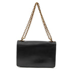 Sac bandoulière J'Adior Chain Flap en cuir de veau noir