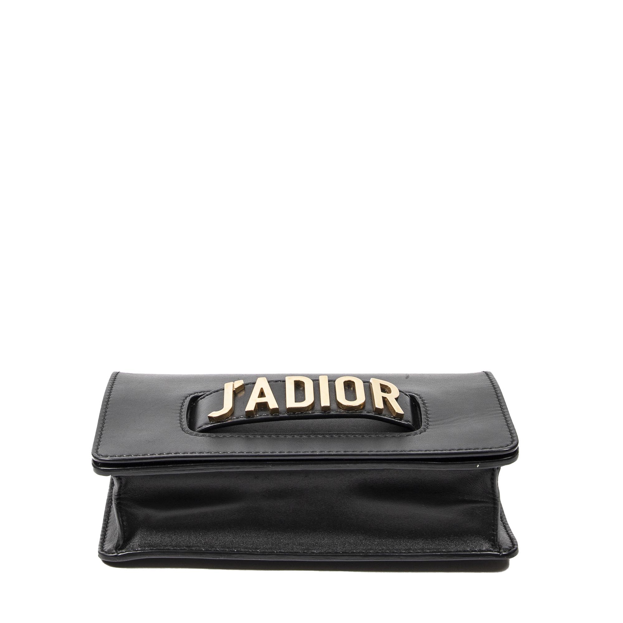 Sac bandoulière J'Adior Chain Flap en cuir de veau noir