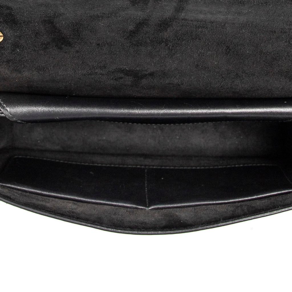 Sac bandoulière J'Adior Chain Flap en cuir de veau noir
