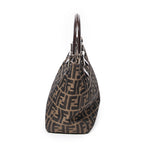 Bolso de mano mediano abierto de lona Zucca color tabaco