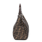 Bolso de mano mediano abierto de lona Zucca color tabaco