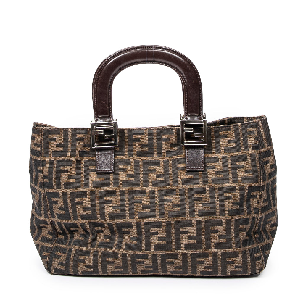 Bolso de mano mediano abierto de lona Zucca color tabaco