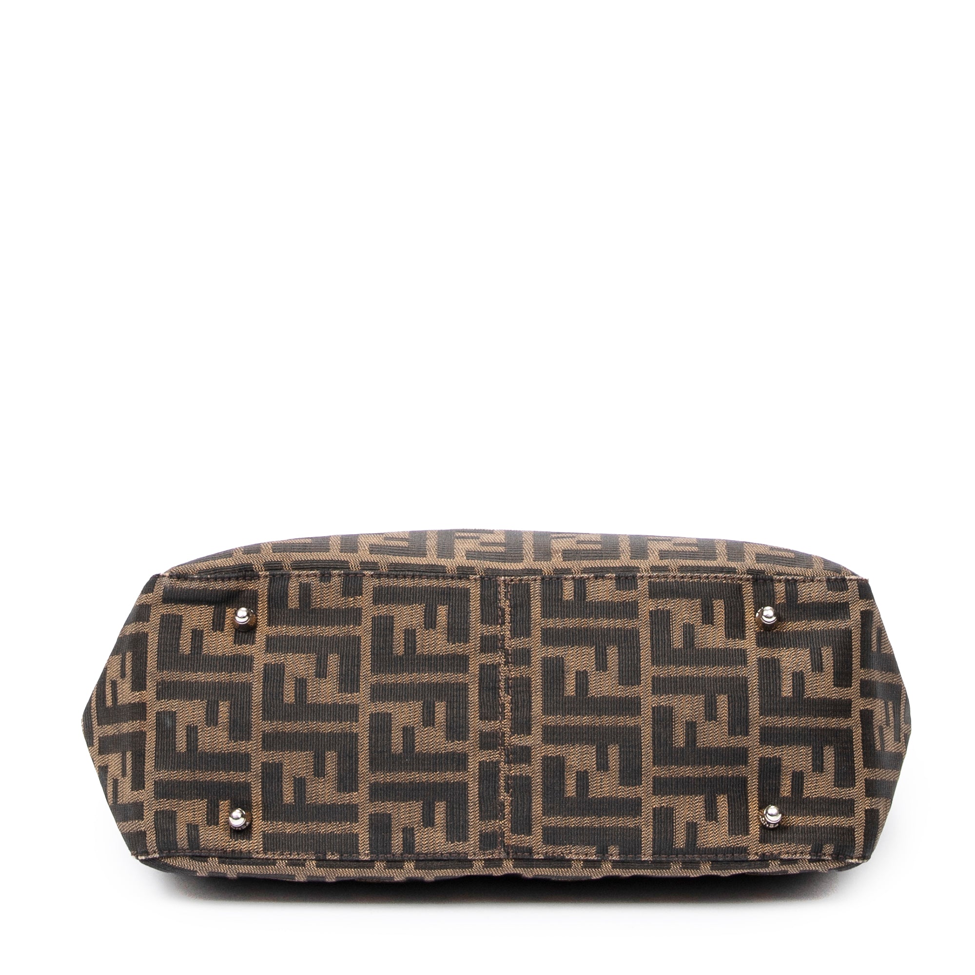 Bolso de mano mediano abierto de lona Zucca color tabaco