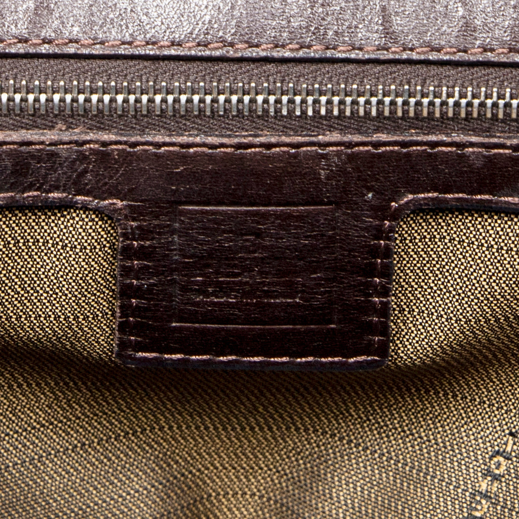 Bolso de mano mediano abierto de lona Zucca color tabaco