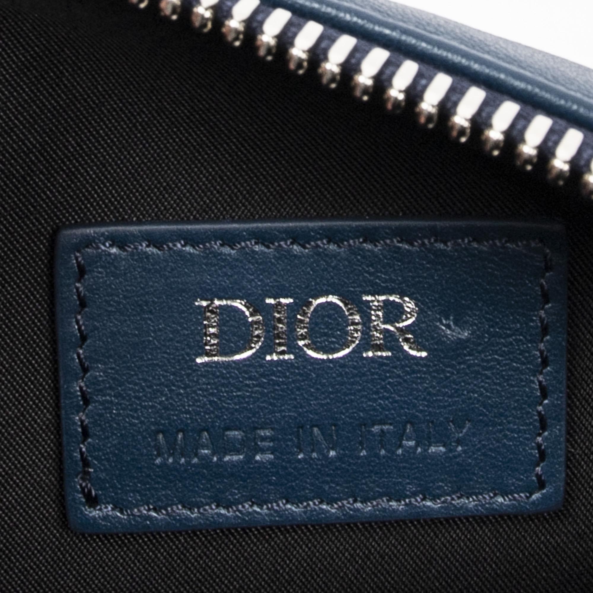 Shoulder Bag Saddle Waist Body Bag Blue Diorissimo Leather