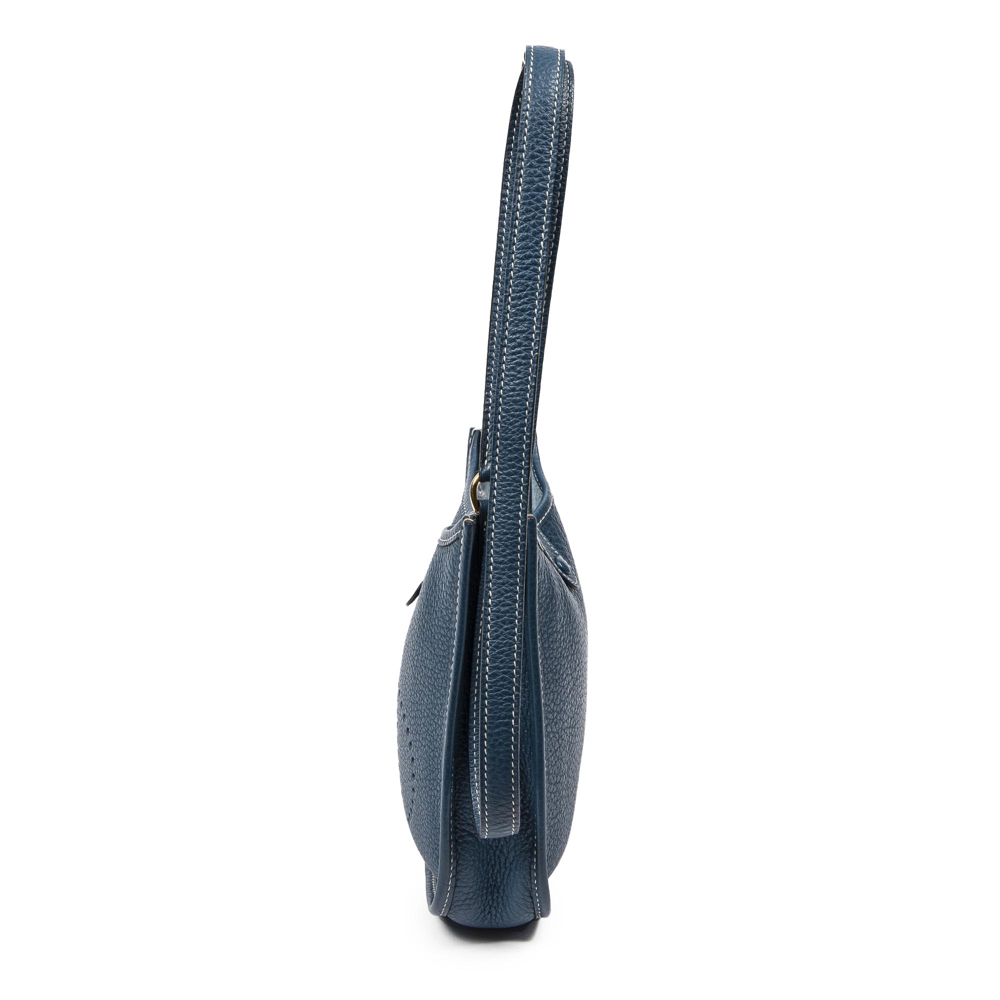 Shoulder Bag Evelyne TPM Bleu Colvert Clemence Leather