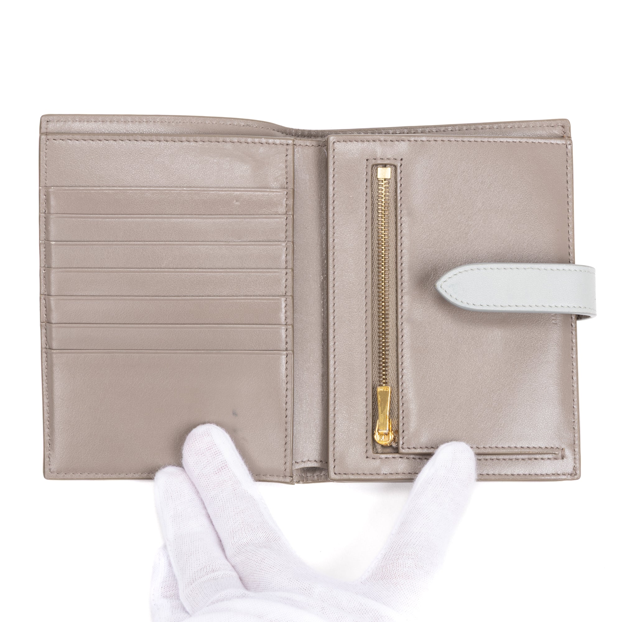 Wallet Medium Bicolor Strap Wallet Pebble Textured Leather