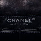 Shoulder Bag Medium Sequin Stripe Double Flap Blue Quilted Striped Canvas