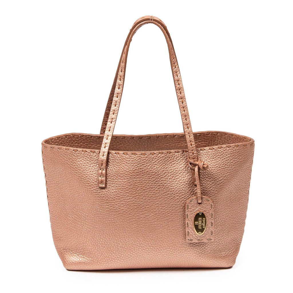 Handbag Selleria Mini Tote Pink Metallic Grained Leather