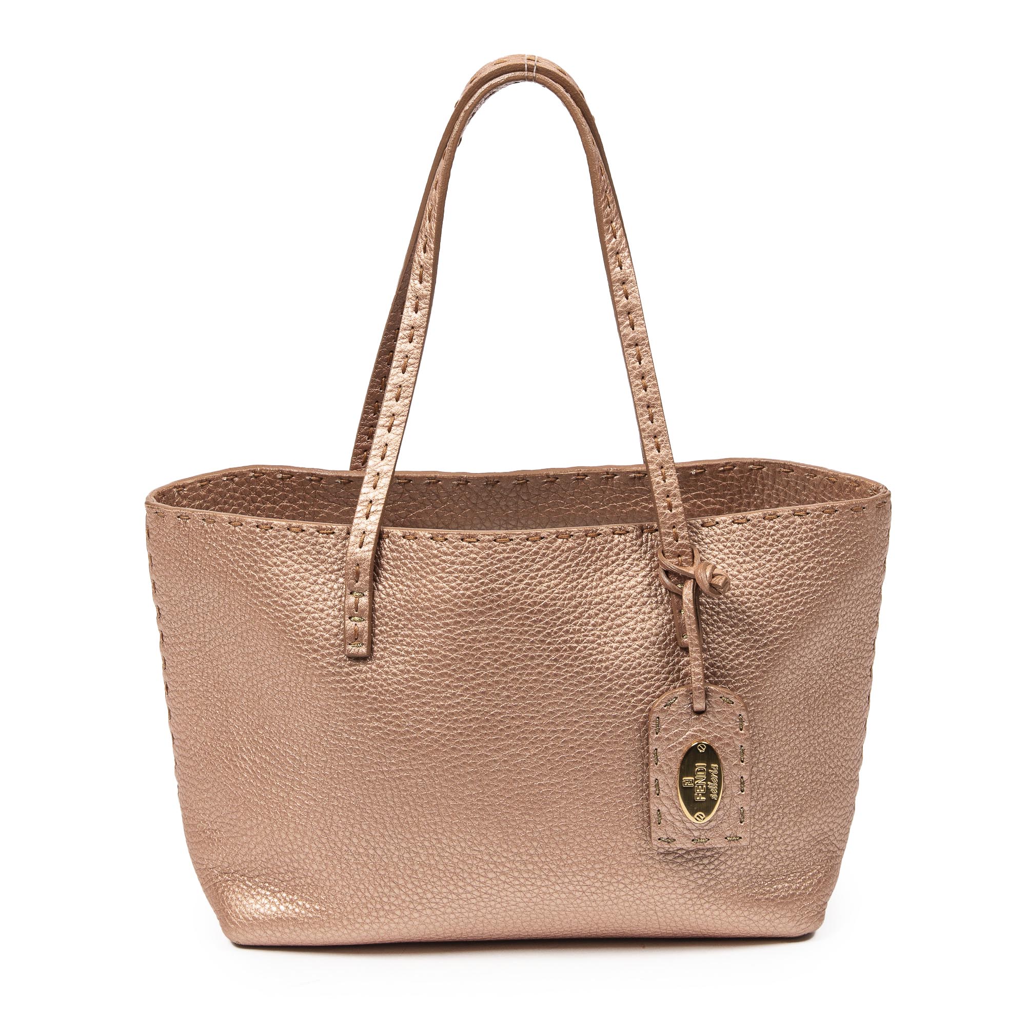 Handbag Selleria Mini Tote Pink Metallic Grained Leather