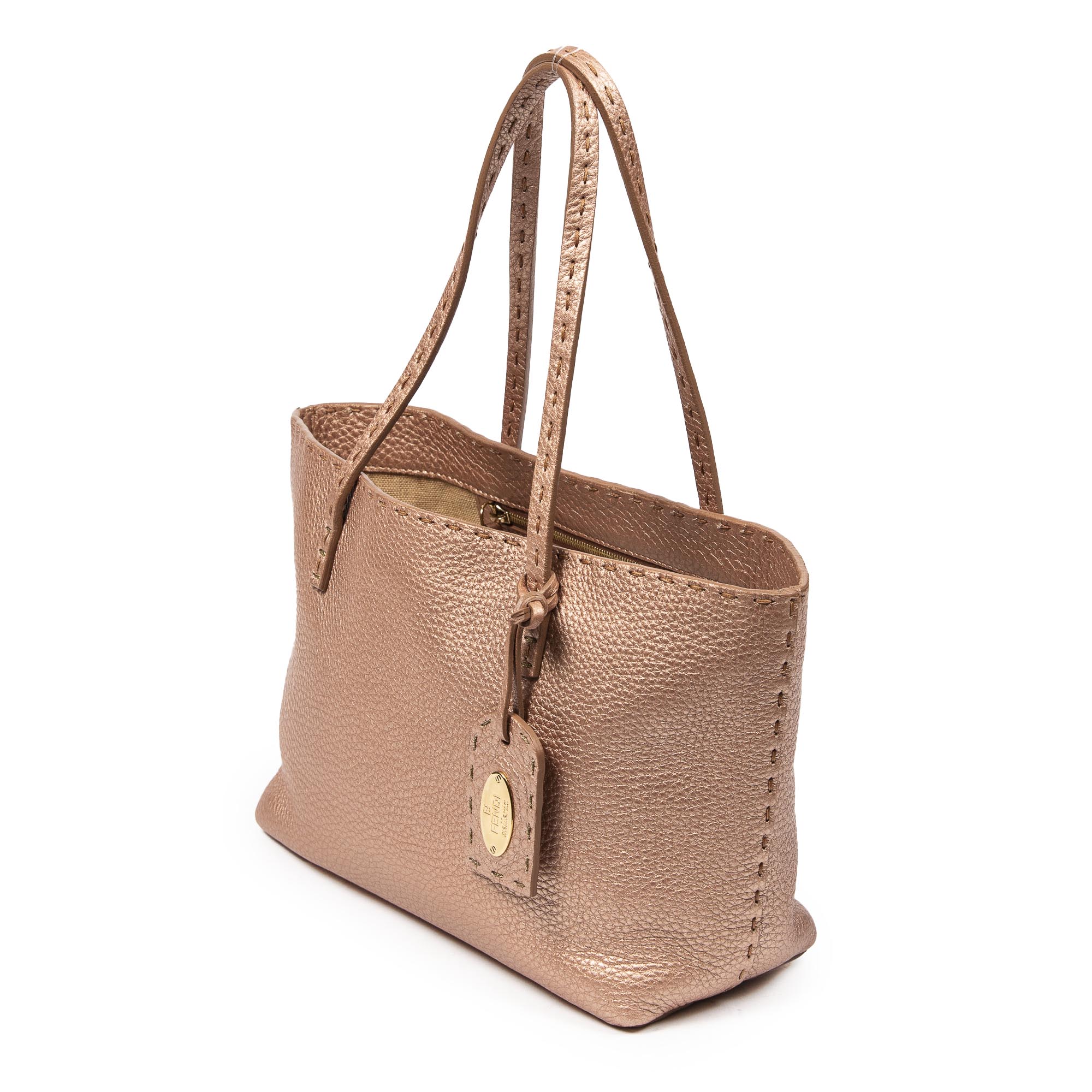 Handbag Selleria Mini Tote Pink Metallic Grained Leather