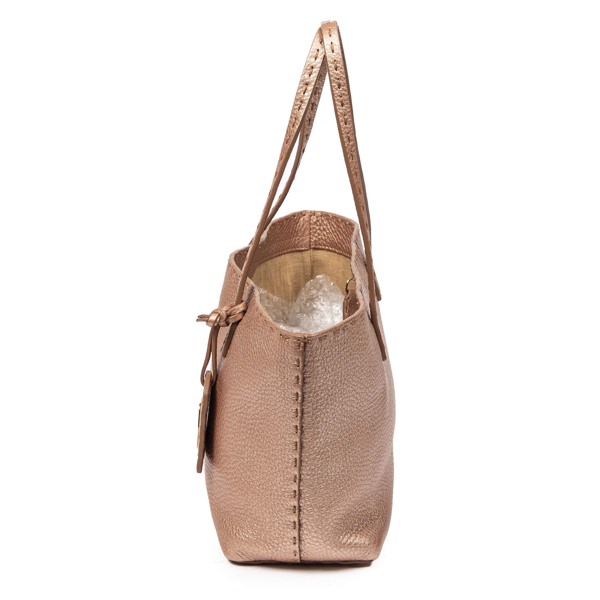 Handbag Selleria Mini Tote Pink Metallic Grained Leather