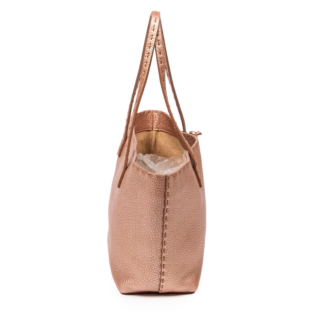 Handbag Selleria Mini Tote Pink Metallic Grained Leather