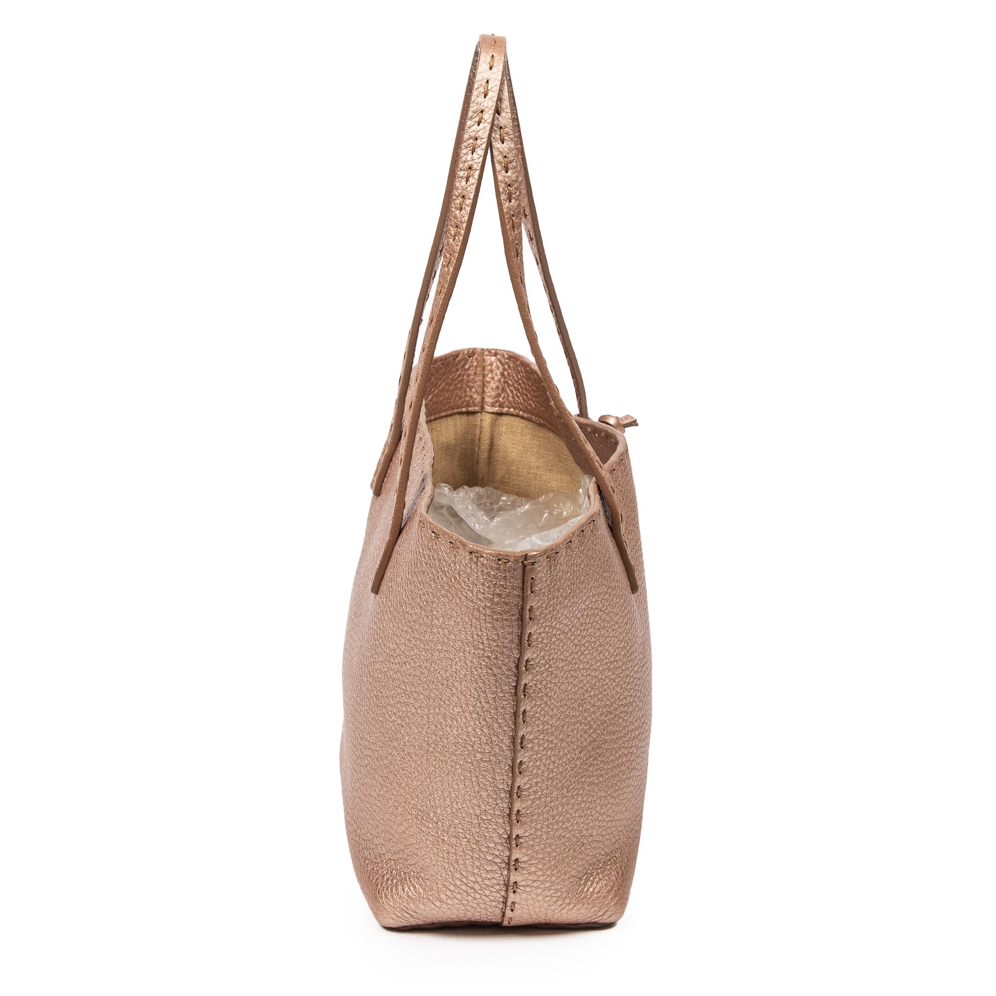 Handbag Selleria Mini Tote Pink Metallic Grained Leather