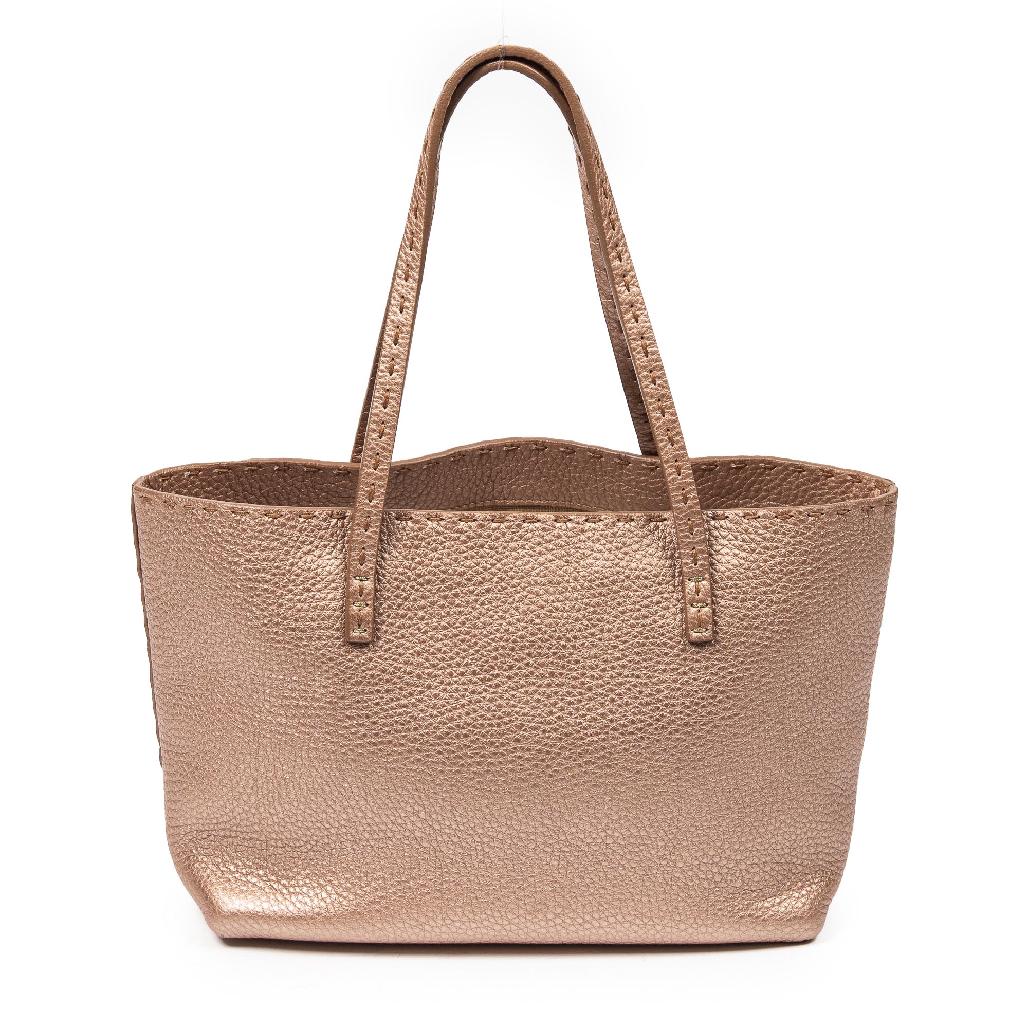 Handbag Selleria Mini Tote Pink Metallic Grained Leather