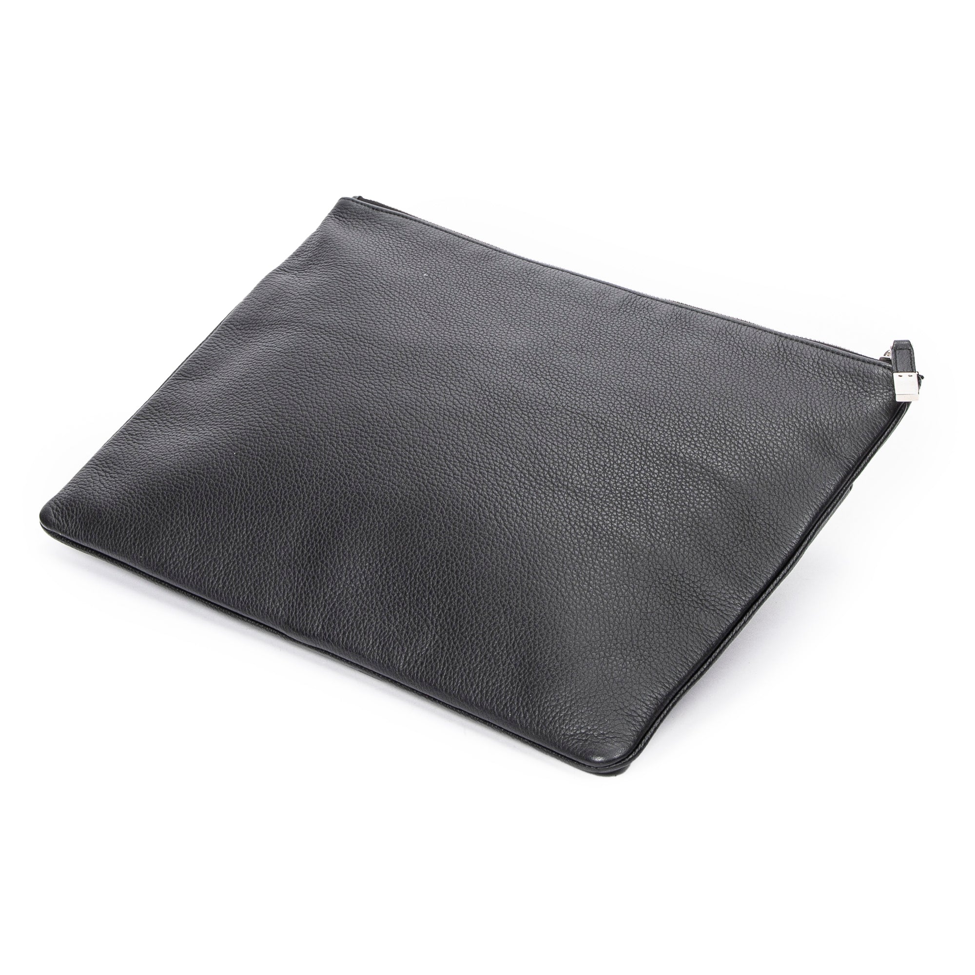 Handbag Dior Homme Zip Around Clutch Black Grained Leather