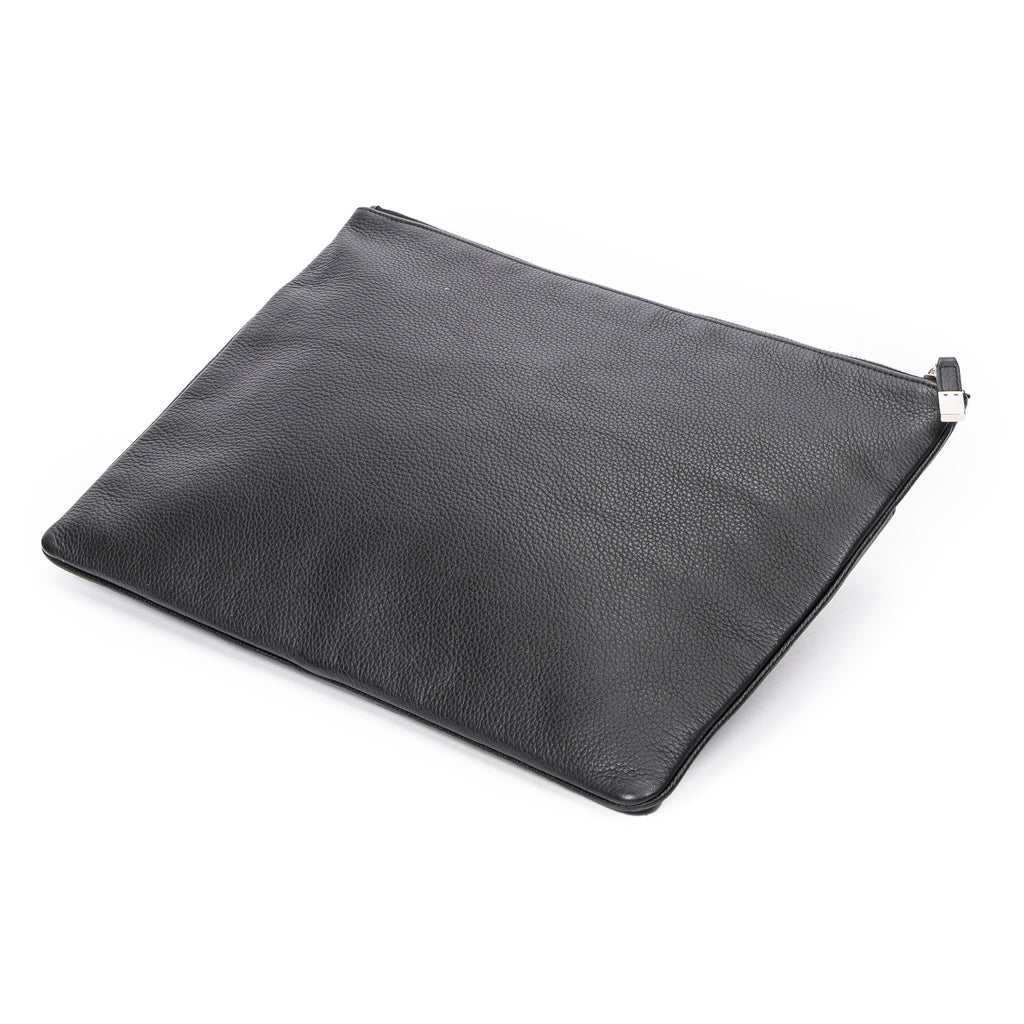 Handbag Dior Homme Zip Around Clutch Black Grained Leather
