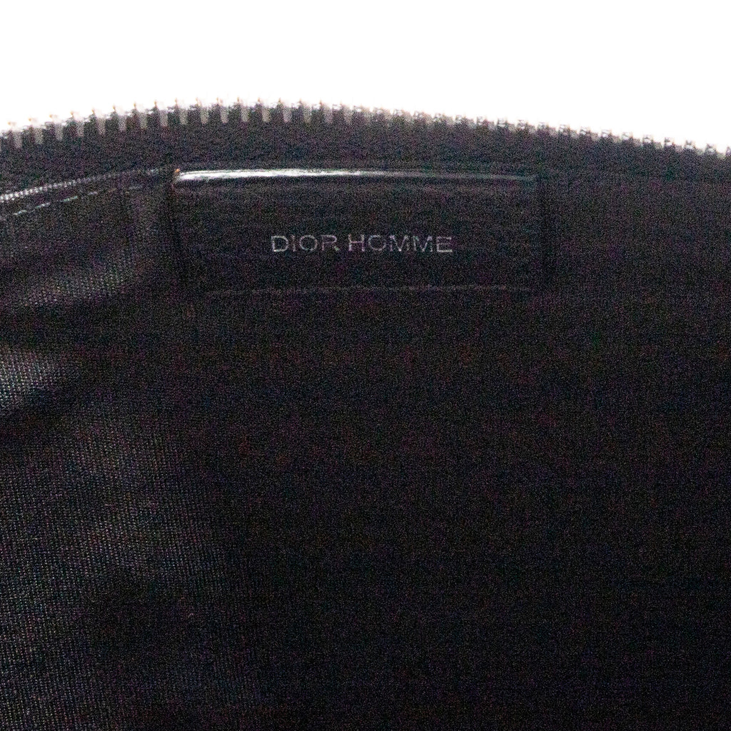 Handbag Dior Homme Zip Around Clutch Black Grained Leather
