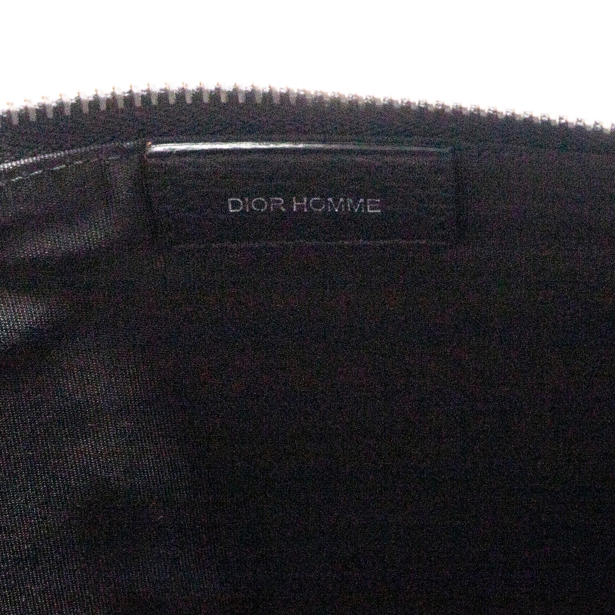 Handbag Dior Homme Zip Around Clutch Black Grained Leather