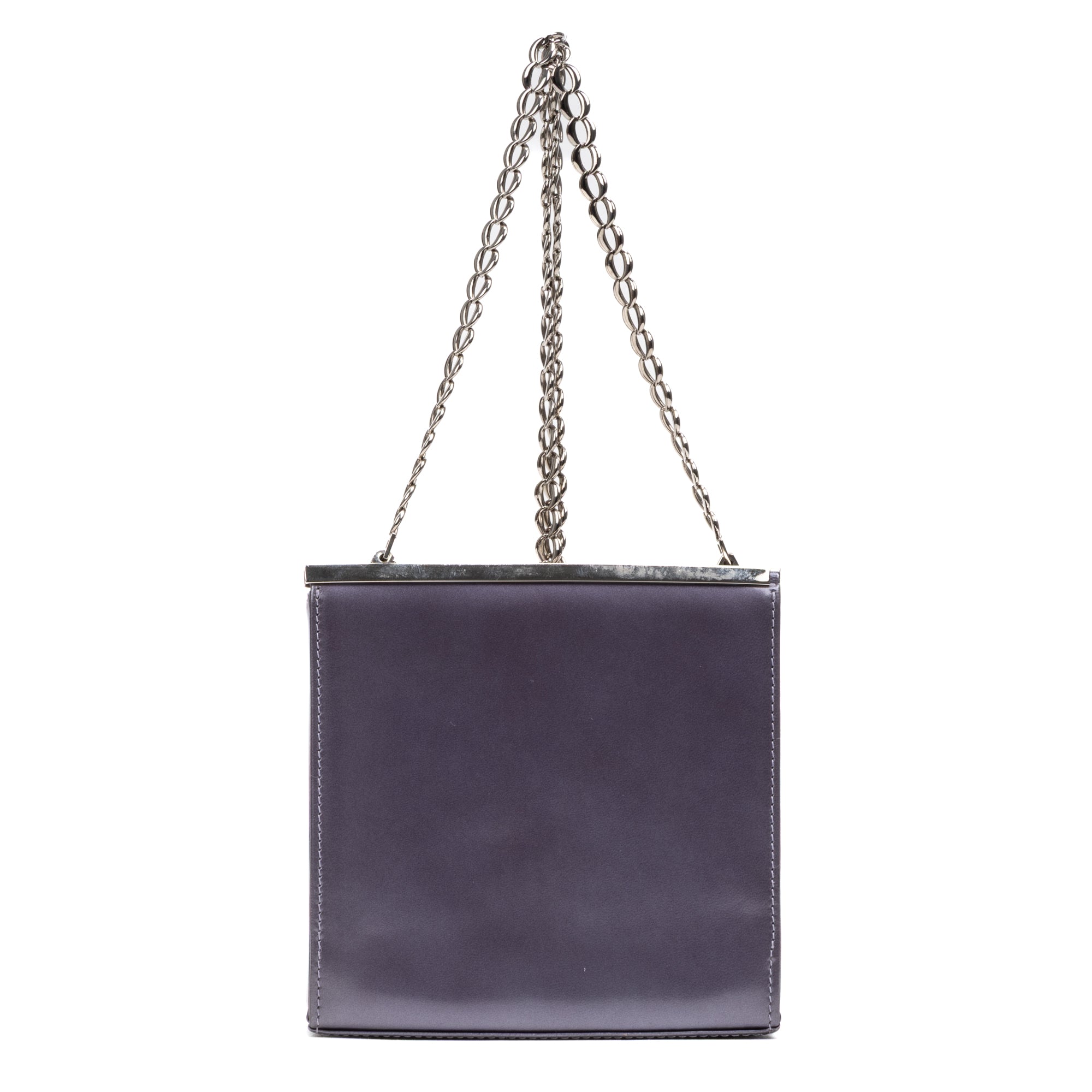 Shoulder Bag Small Frame Bag Purple Smooth Calfskin Leather